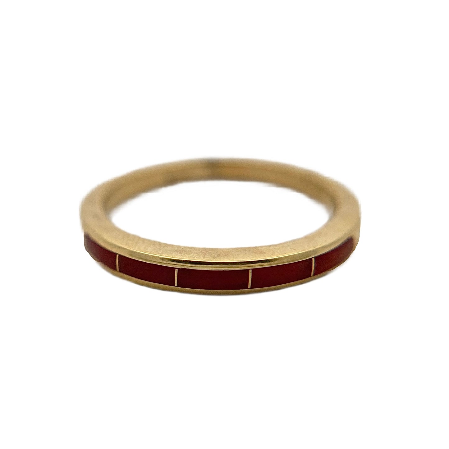 14K Yellow Gold Red Coral Ring