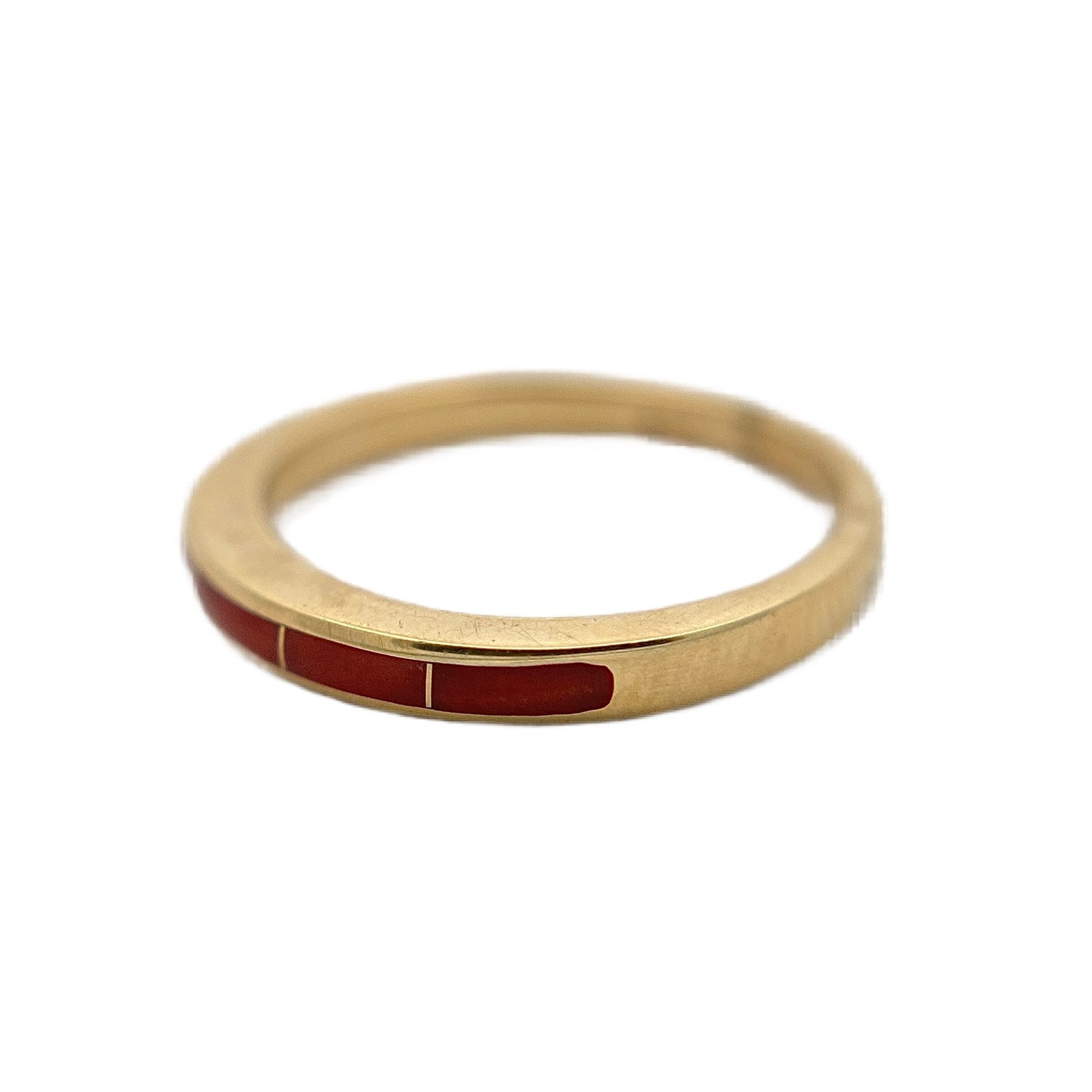 14K Yellow Gold Red Coral Ring