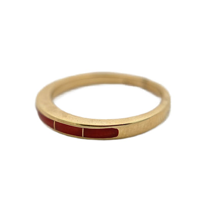 14K Yellow Gold Red Coral Ring