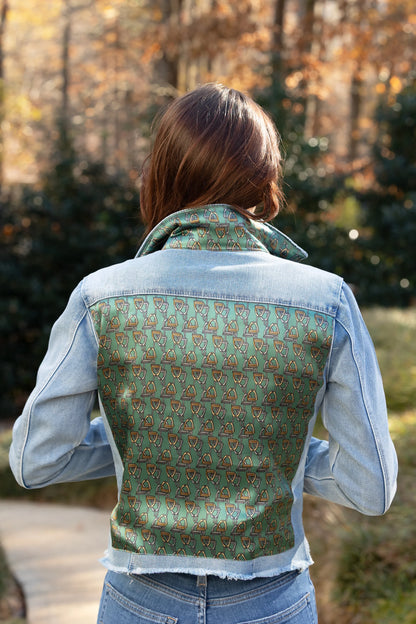 Stacy Bradley Design Lots of Stirrups Light Denim Jacket in Green