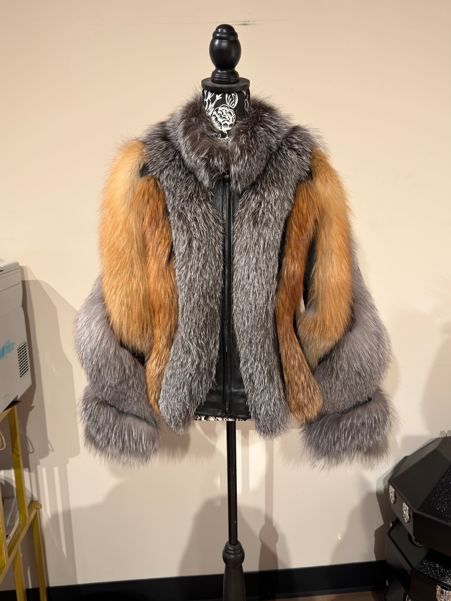 Pinto Ranch Tricolor Fox Fur Jacket