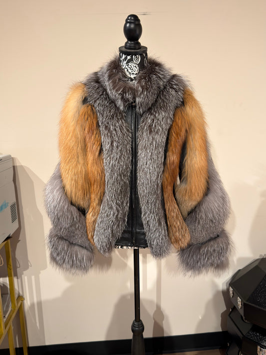 Pinto Ranch Tricolor Fox Fur Jacket