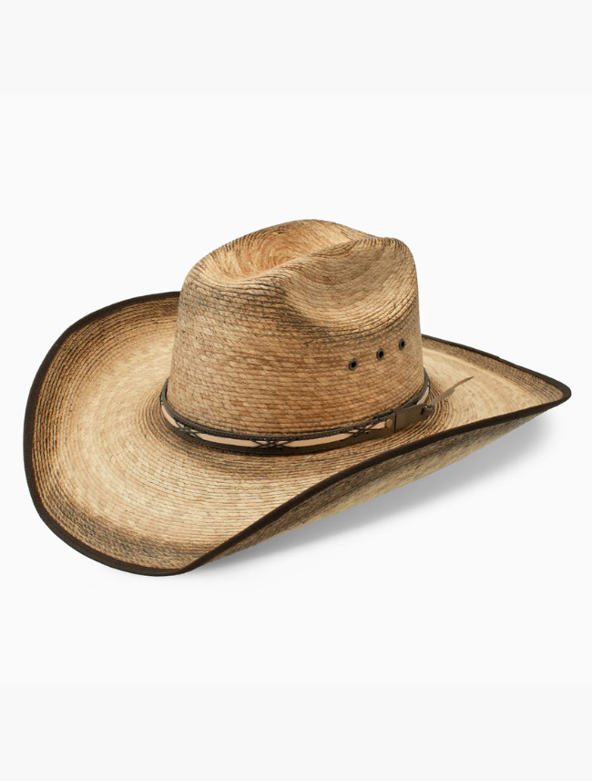 Brown straw cowboy hat on a white background