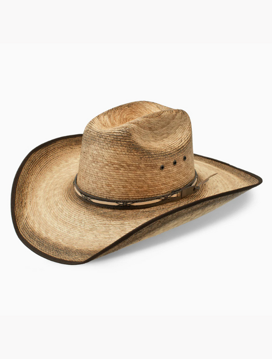 Brown straw cowboy hat on a white background