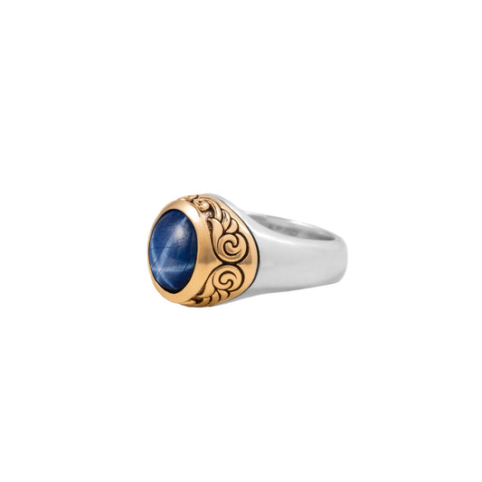 King Baby Sapphire Oval Stone Ring with 10K Gold Wing Detail, 12