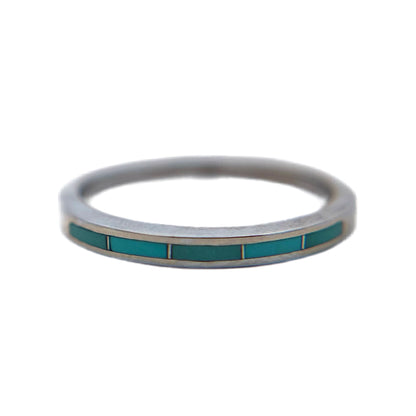 14K White Gold Sleeping Beauty Turquoise Inlay Ring