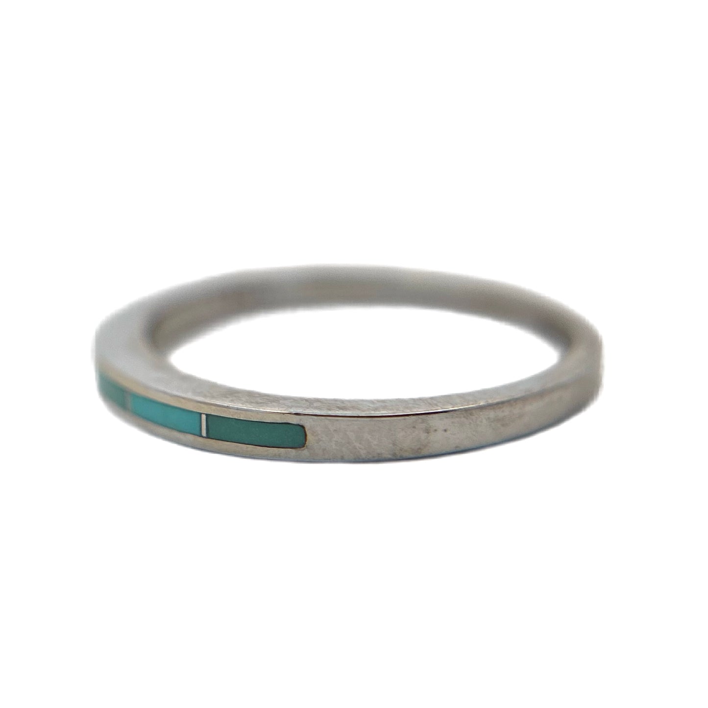 14K White Gold Sleeping Beauty Turquoise Inlay Ring