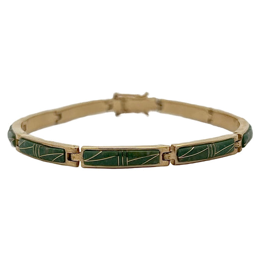 14K Yellow Gold Carico Lake Turquoise Inlay Bracelet