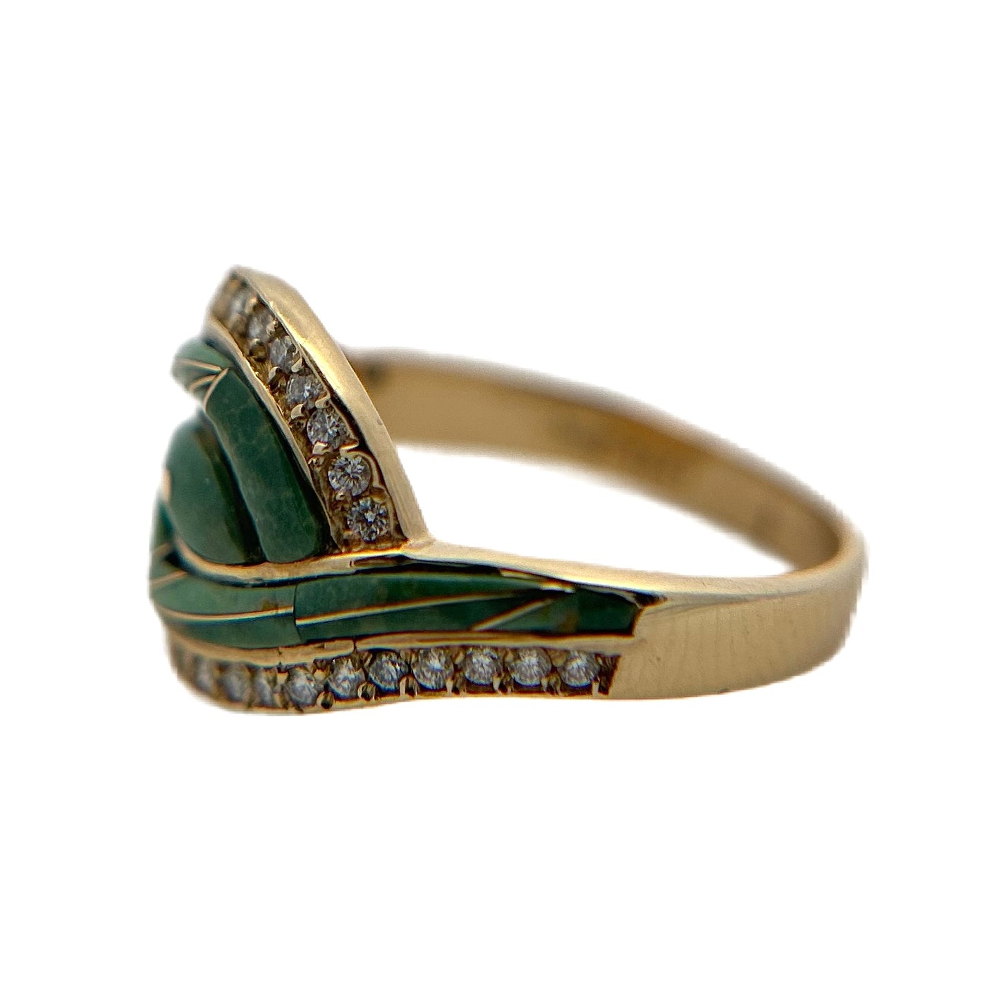 14K Yellow Gold Carico Lake Turquoise & Diamond Ring