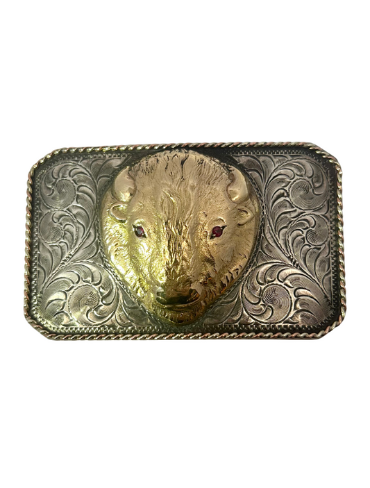 Edward H. Bohlin Sterling Silver / 14K YG Buffalo Head Buckle