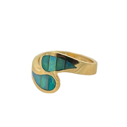 14K Yellow Gold Opal Inlay Ring