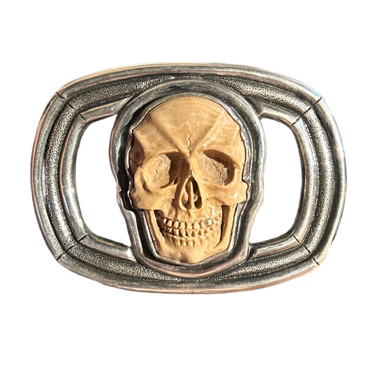 Lee Downey Sterling Silver Skull Belt Buckle