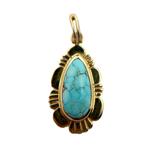 14K Yellow Gold Carico Lake Turquoise Pendant