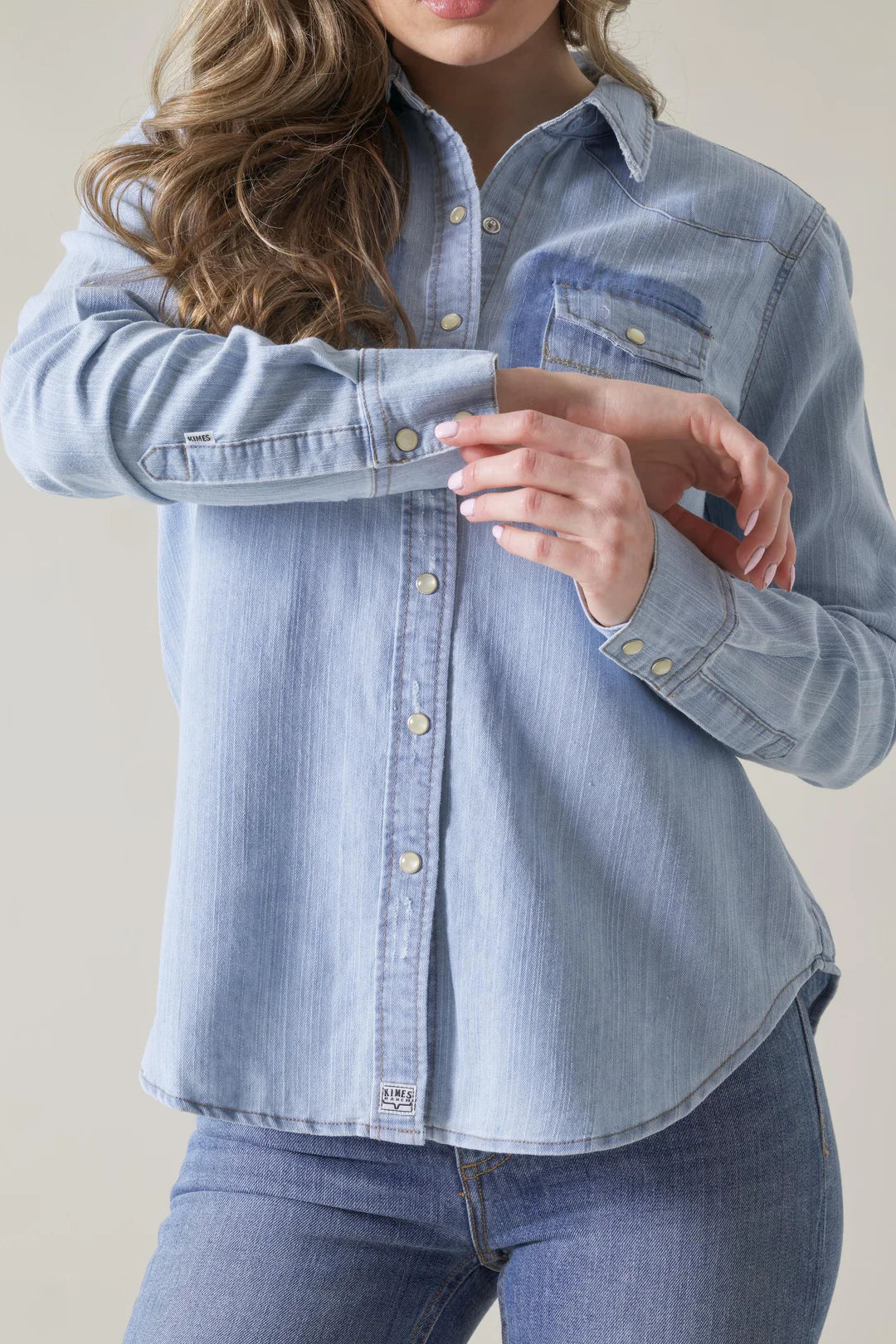 Kimes Ranch Kaycee Denim Top in Destroy Wash Denim