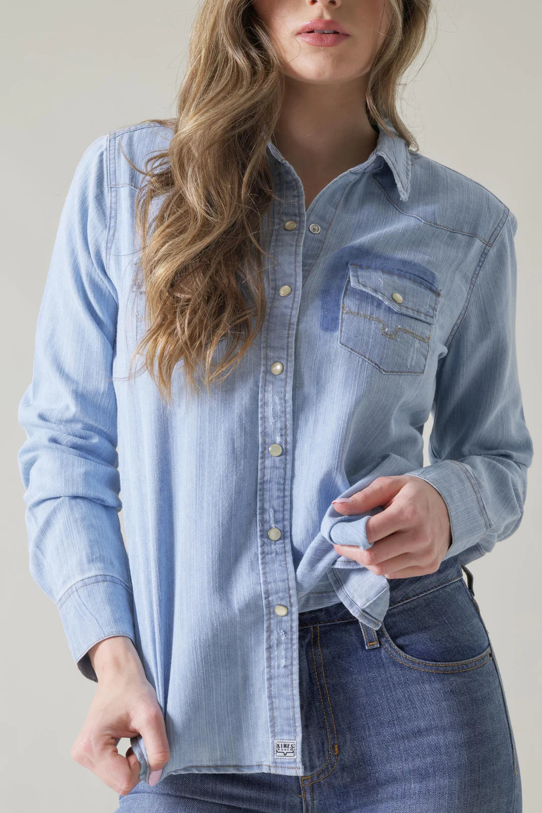 Kimes Ranch Kaycee Denim Top in Destroy Wash Denim