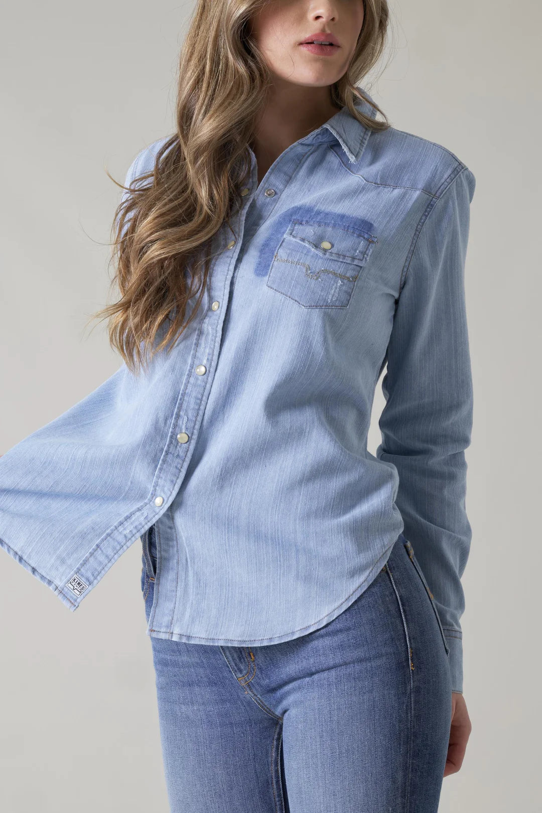 Kimes Ranch Kaycee Denim Top in Destroy Wash Denim