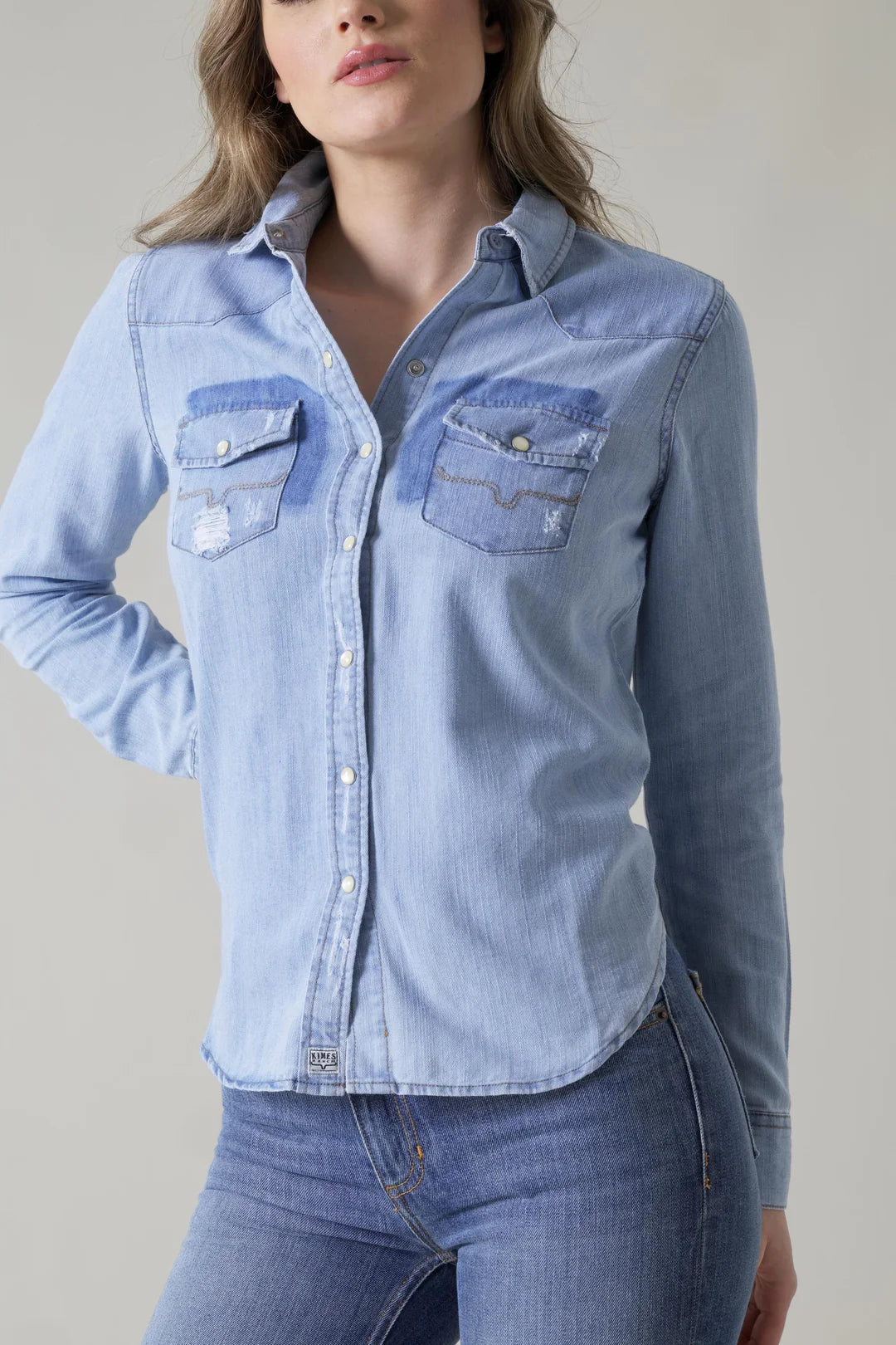 Kimes Ranch Kaycee Denim Top in Destroy Wash Denim