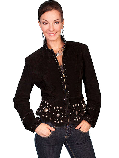 Women's Black Suede Concho Jacket