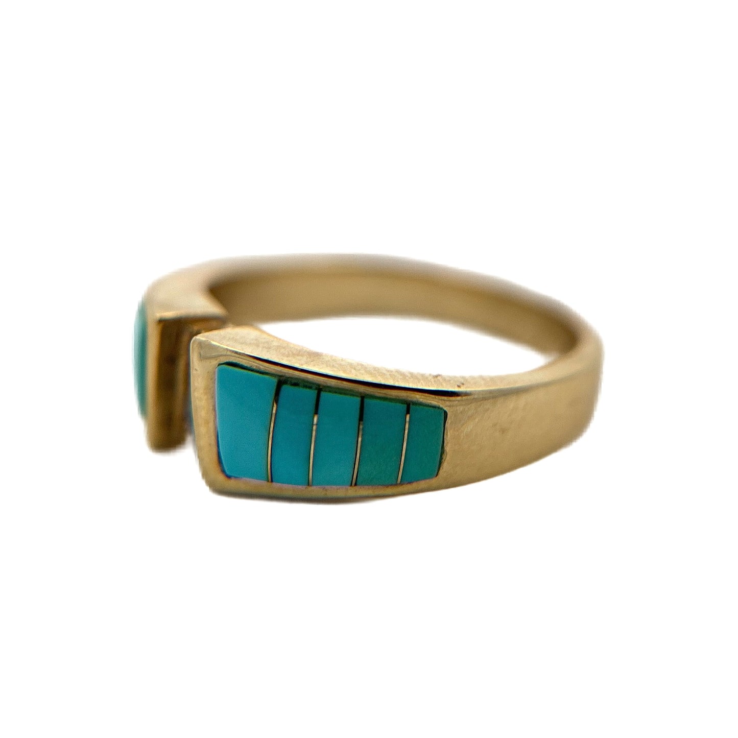 14K Yellow Gold Sleeping Beauty Turquoise & Diamond Ring