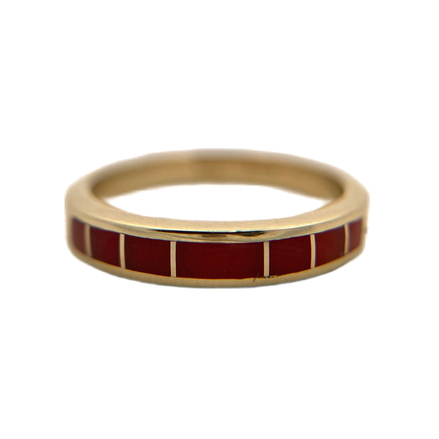 14K Yellow Gold Red Coral Ring