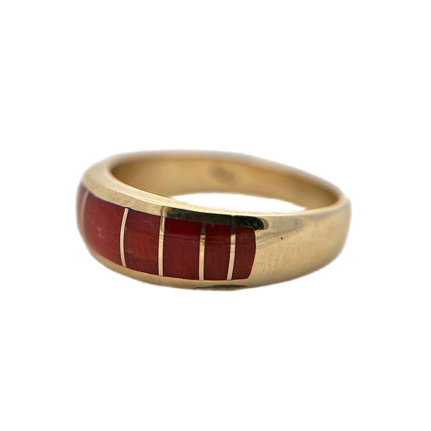 14K Yellow Gold Red Coral Ring