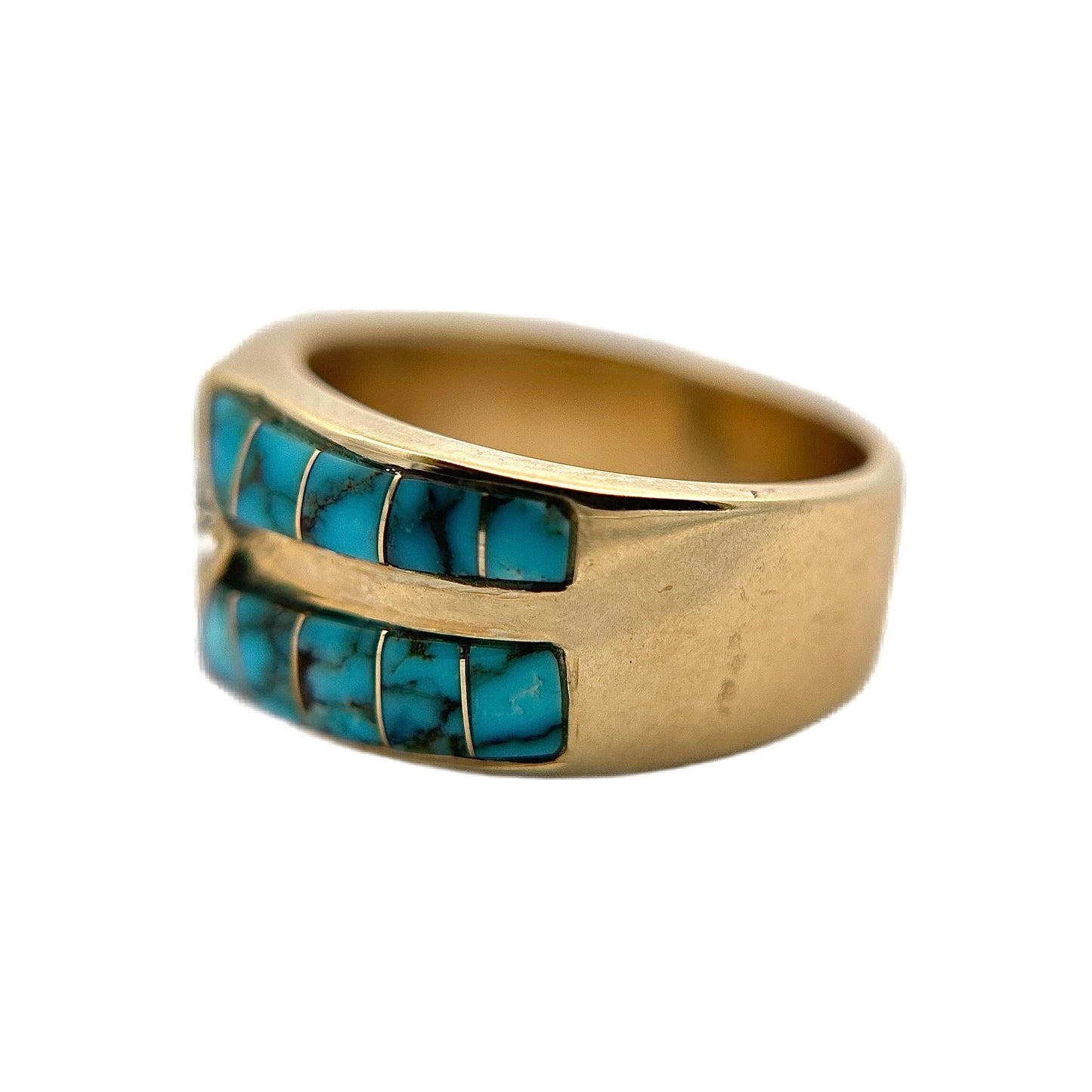 14K Yellow Gold Turquoise & Diamond Ring