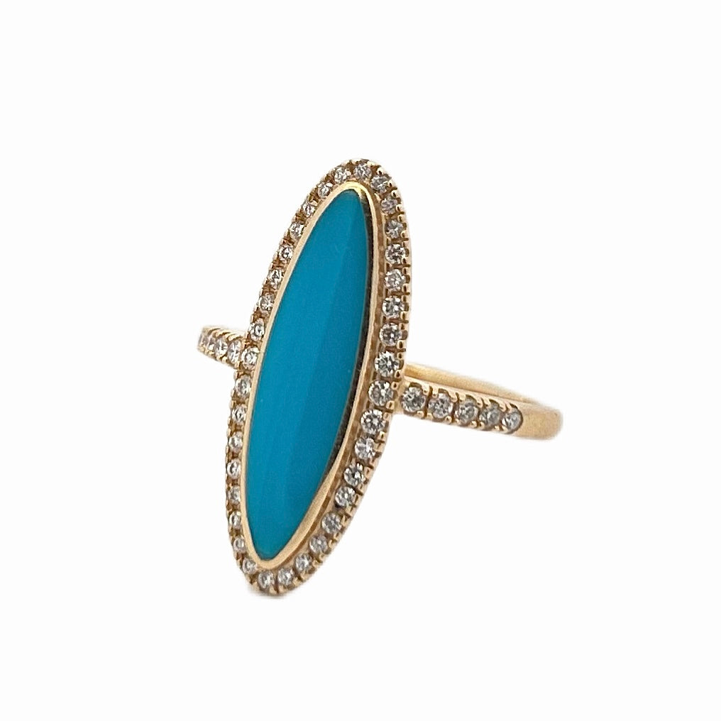 Kabana 14K Yellow Gold Sleeping Beauty Turquoise & Diamond Ring