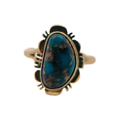 14K Yellow Gold Bisbee Turquoise Ring