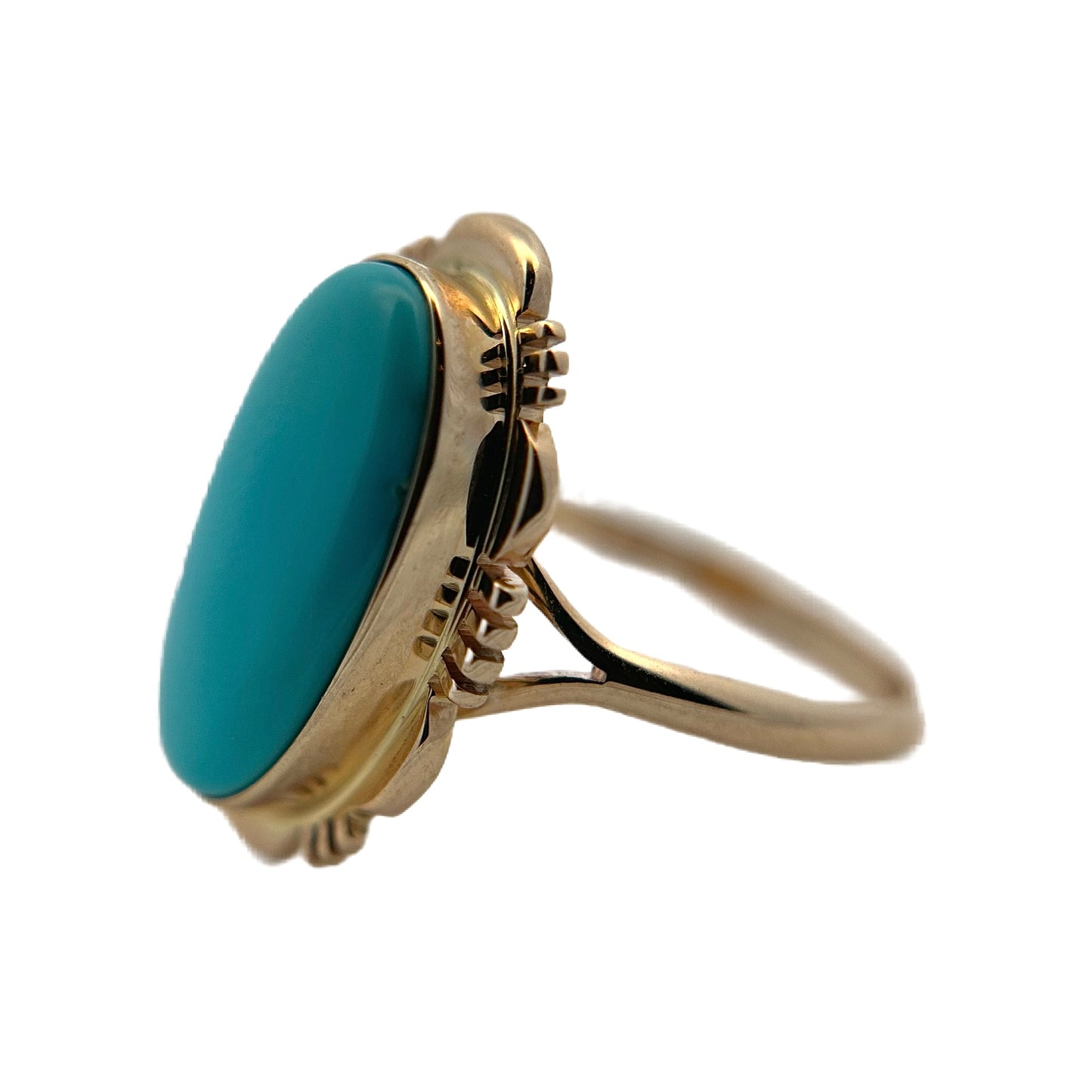 14K Yellow Gold Sleeping Beauty Turquoise Ring