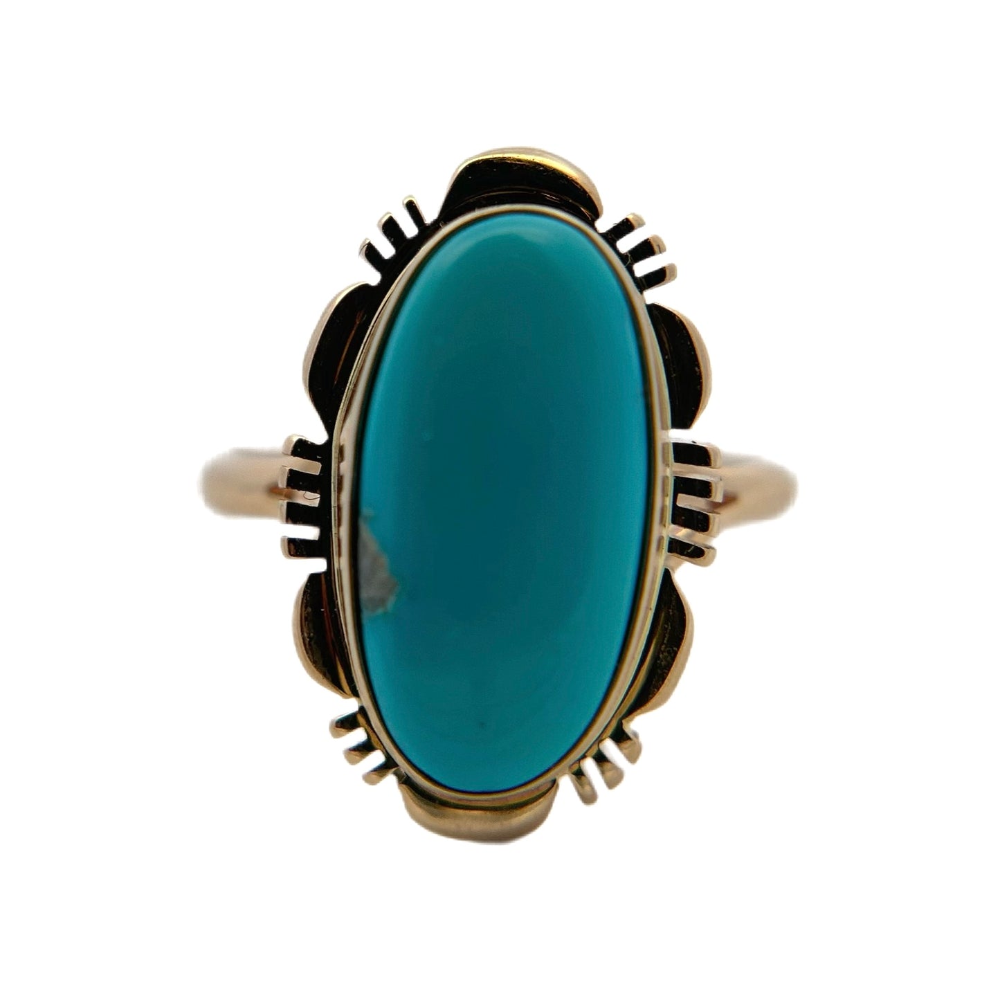 14K Yellow Gold Sleeping Beauty Turquoise Ring