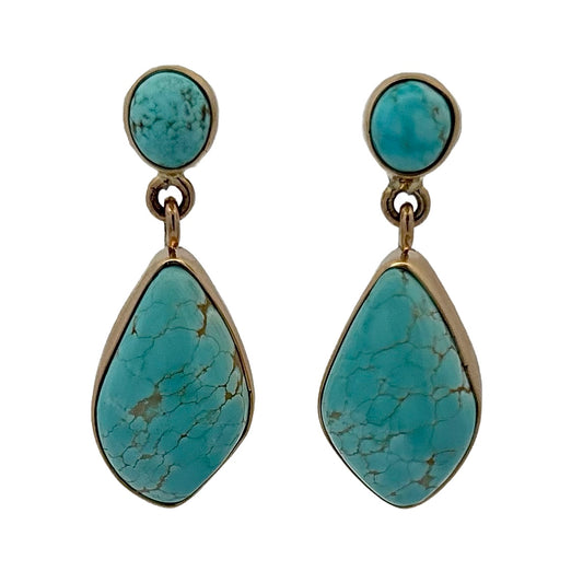 14K Yellow Gold Turquoise Earrings