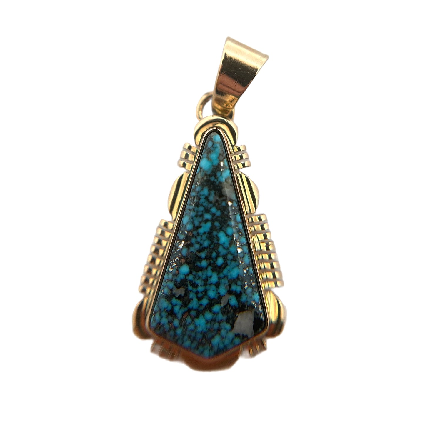 14K Yellow Gold Kingman Turquoise Pendant