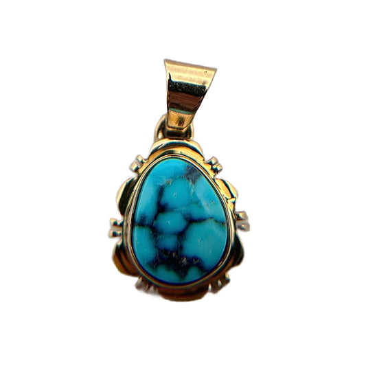 14K Yellow Gold Kingman Turquoise Pendant