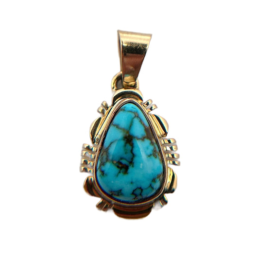 14K Yellow Gold Kingman Turquoise Pendant