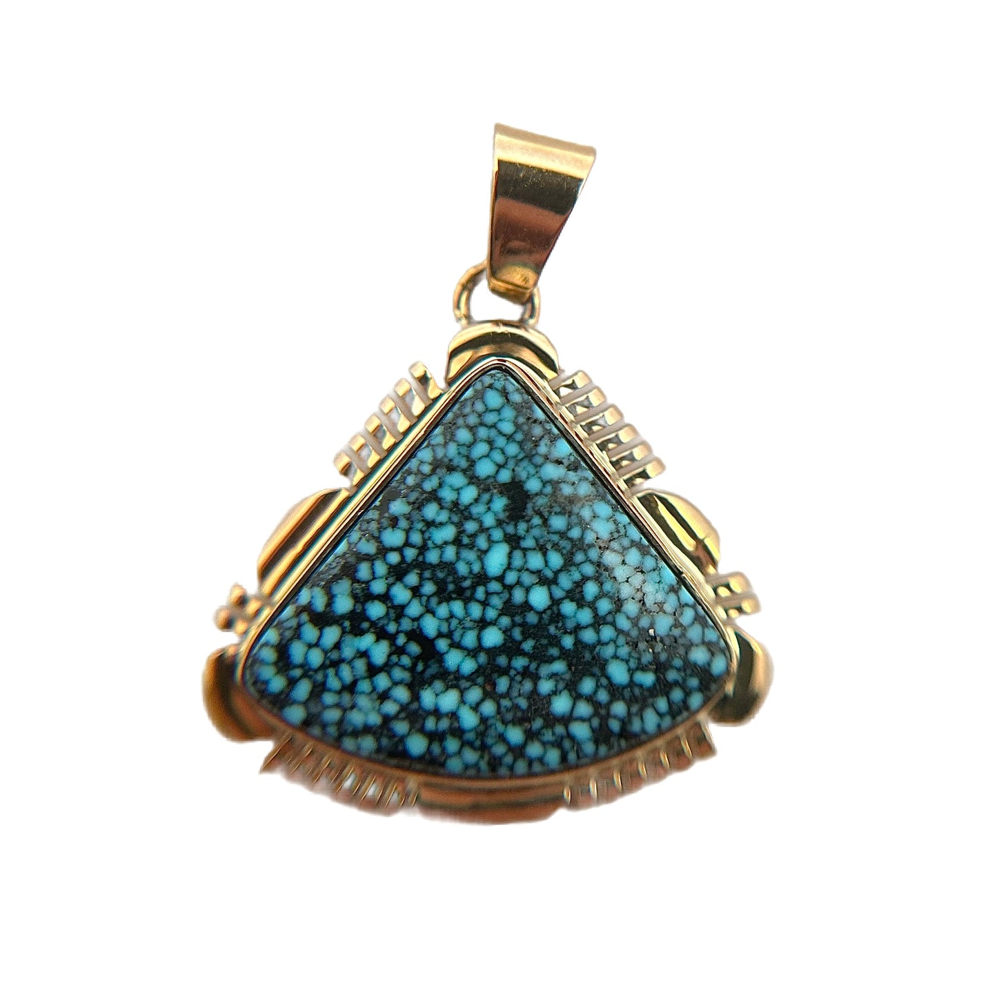 14K Yellow Gold Kingman Turquoise Pendant