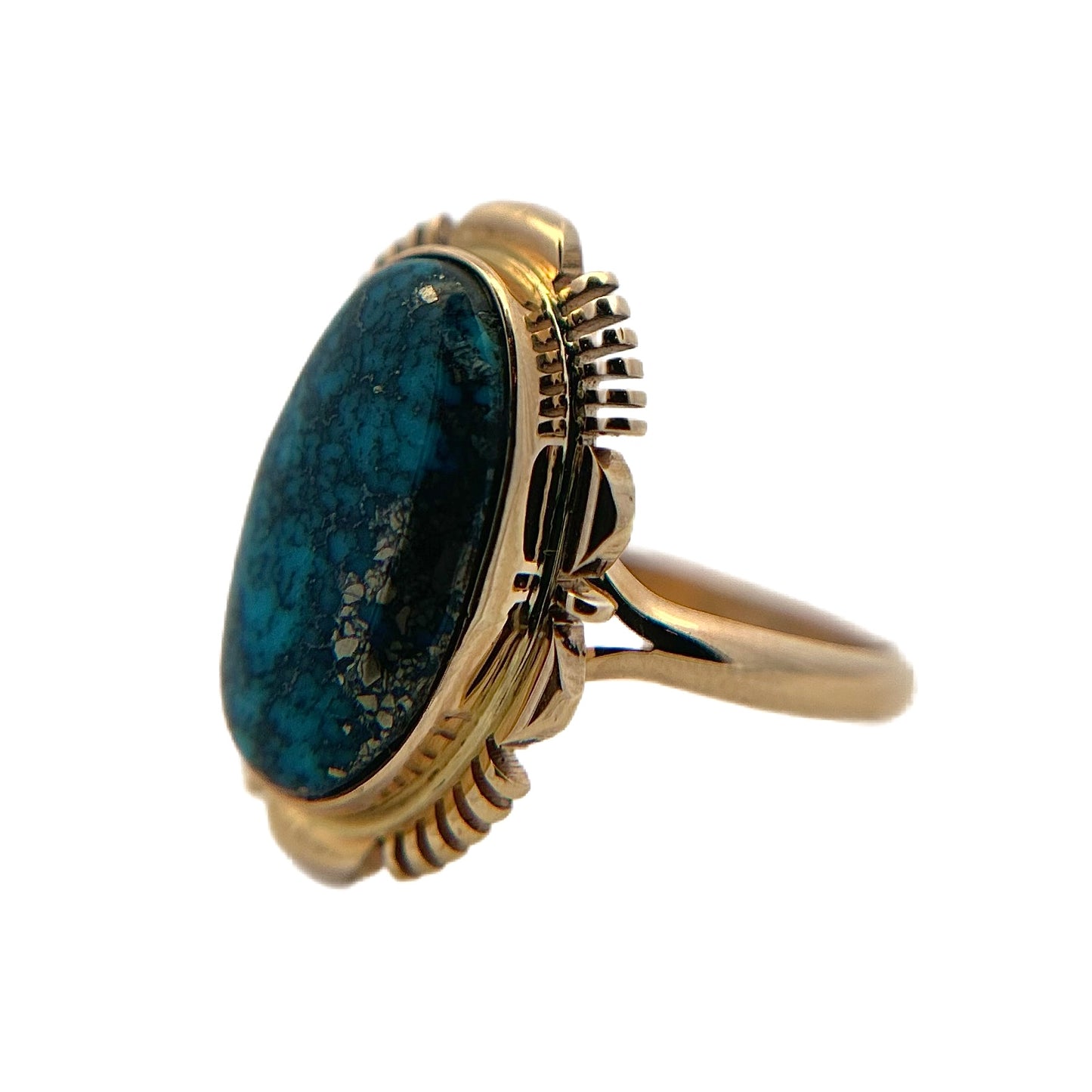 14K Yellow Gold Kingman Turquoise Ring