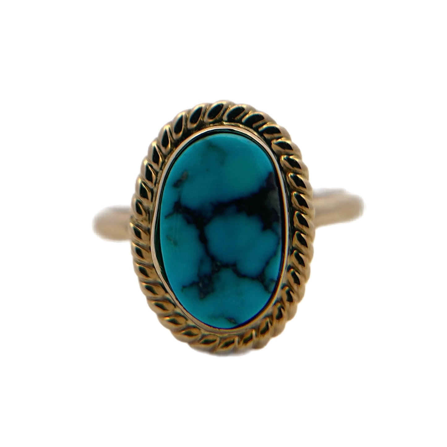 14K Yellow Gold Kingman Turquoise Ring