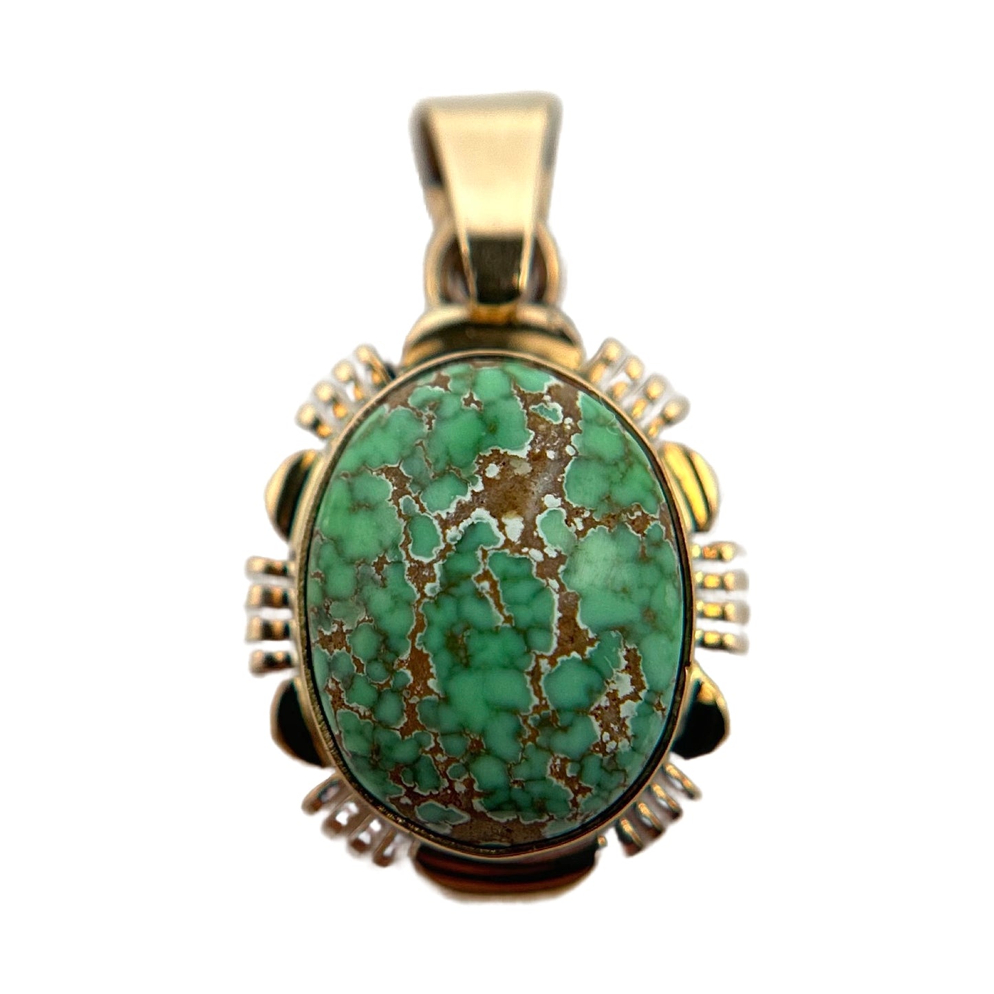 14K Yellow Gold Carico Lake Turquoise Pendant