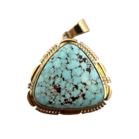 14K Yellow Gold Turquoise Pendant