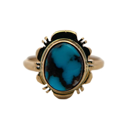 14K Yellow Gold Bisbee Turquoise Ring