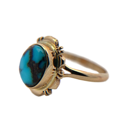 14K Yellow Gold Bisbee Turquoise Ring