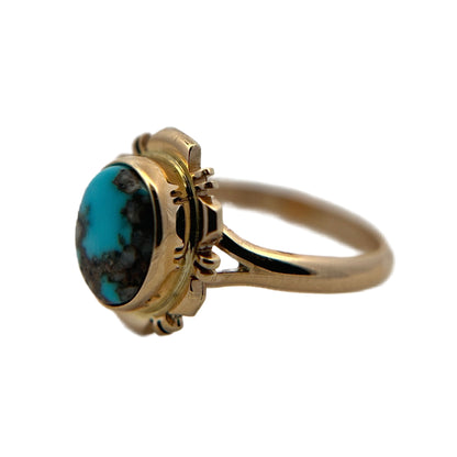 14K Yellow Gold Bisbee Turquoise Ring