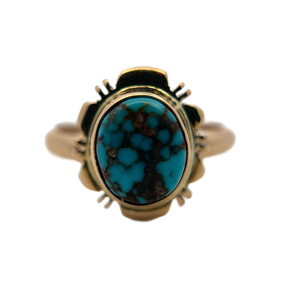 14K Yellow Gold Bisbee Turquoise Ring