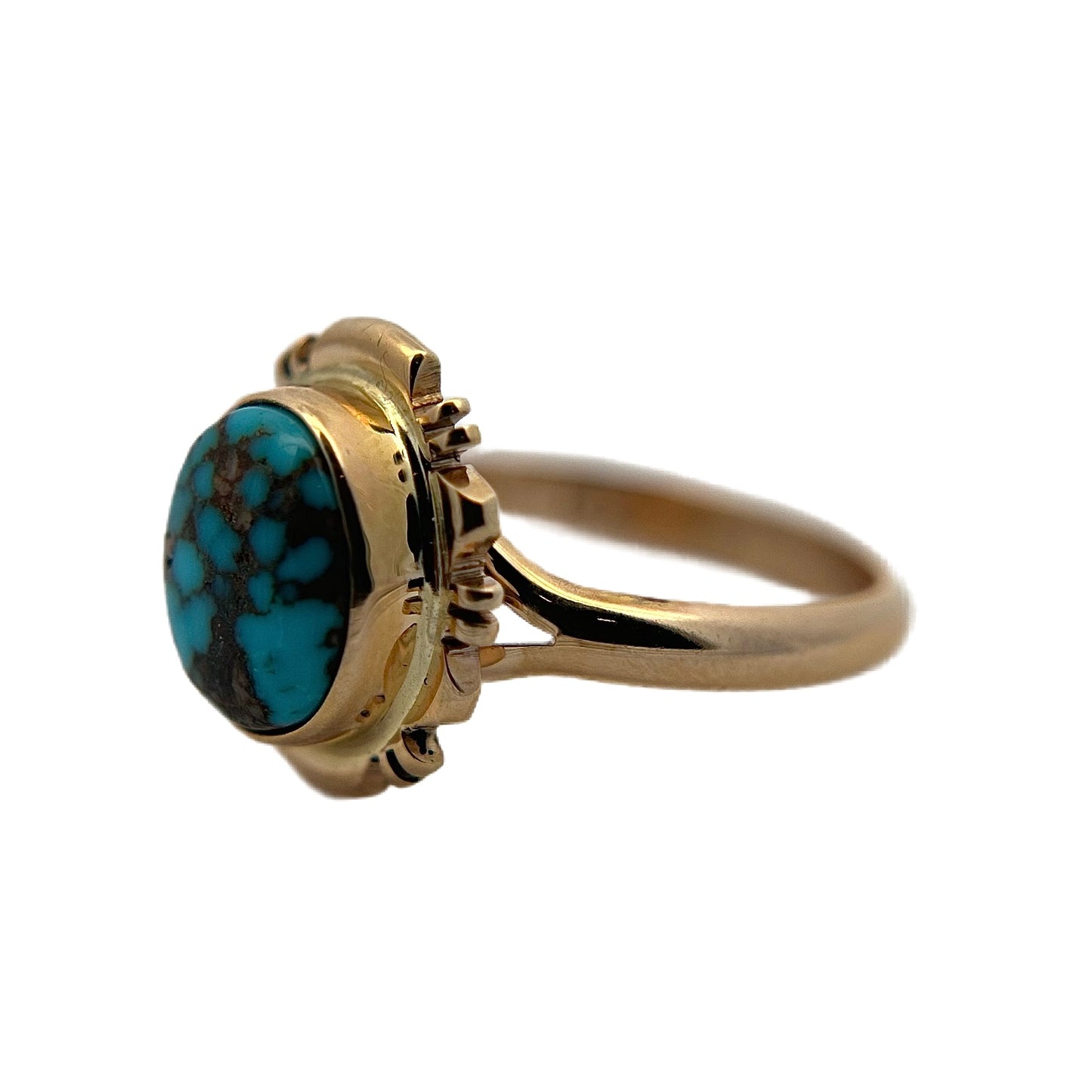 14K Yellow Gold Bisbee Turquoise Ring