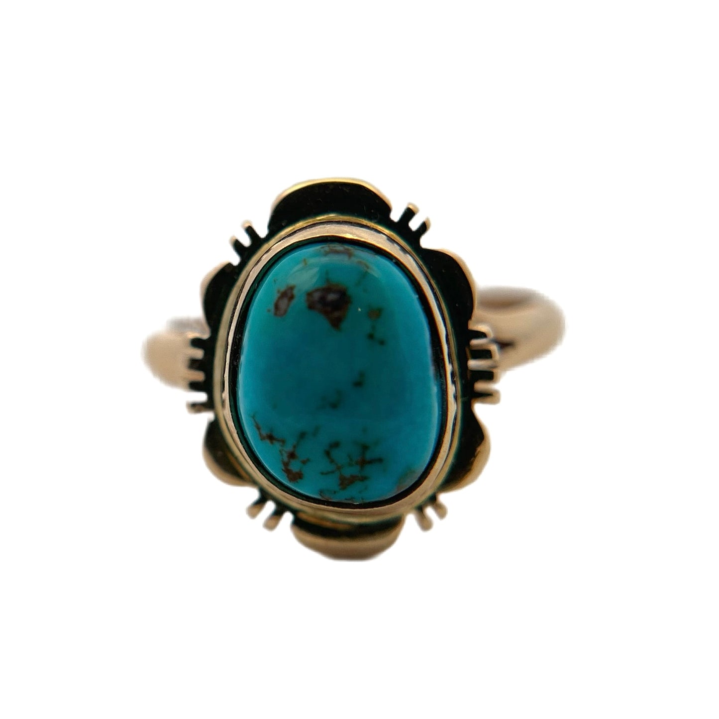 14K Yellow Gold Bisbee Turquoise Ring