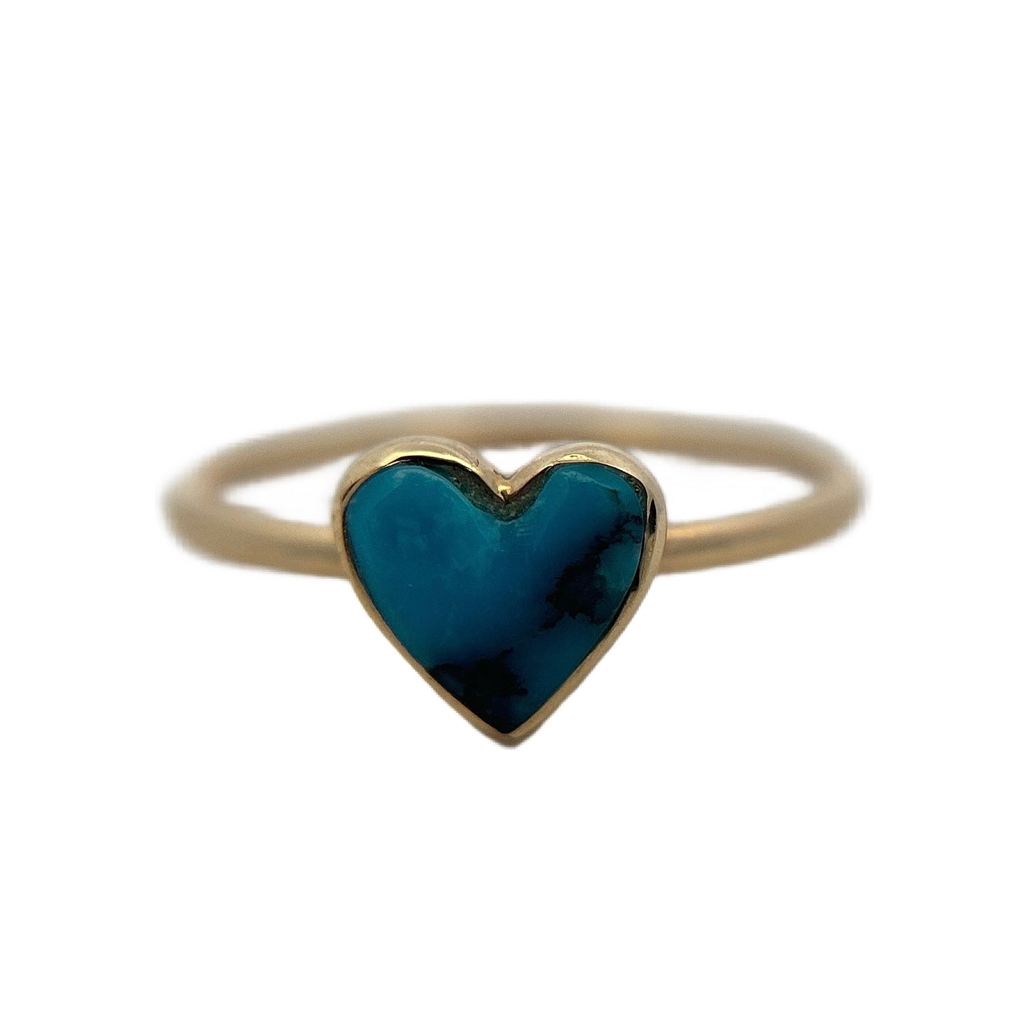 14K Yellow Gold Kingman Turquoise Heart Ring