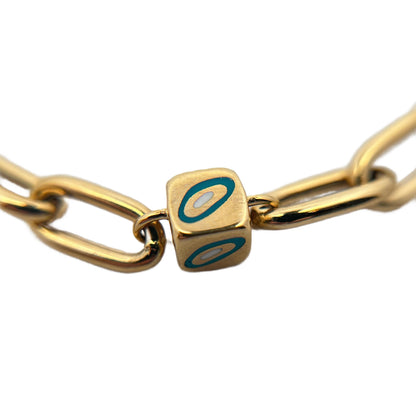 18K Yellow Gold Blue Enamel Bracelet