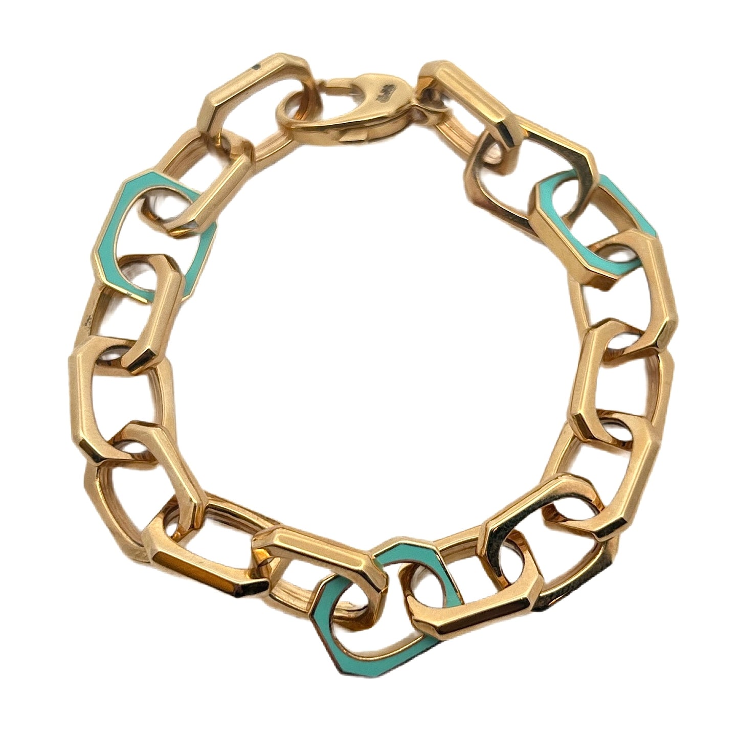 18K Yellow Gold Blue Enamel Bracelet