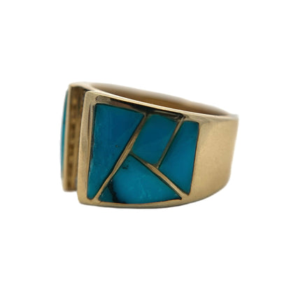 14K Yellow Gold Kingman Turquoise