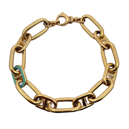 18K Yellow Gold Blue Enamel Bracelet